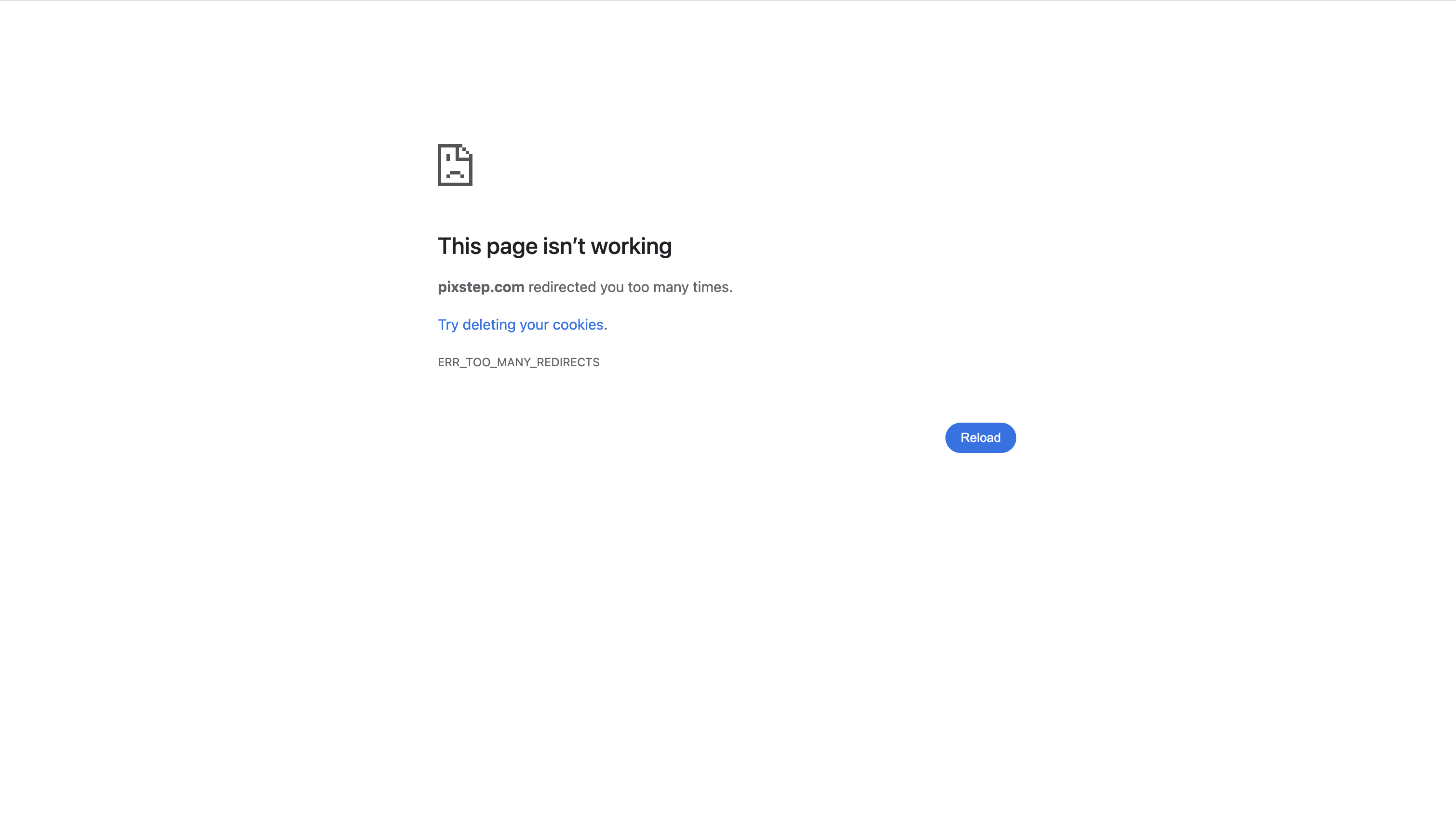 This page isn't working. ERR_TOO_MANY_REDIRECTS