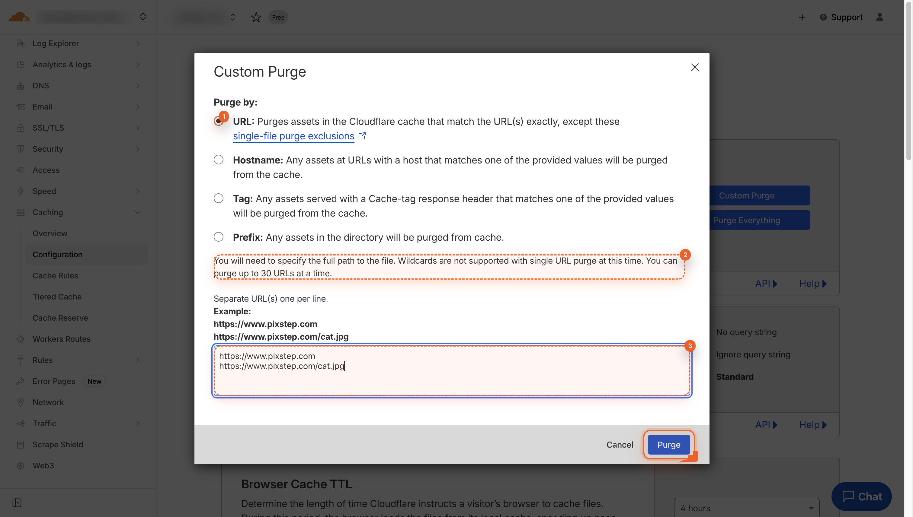 Files radio button checked and a textarea ready for URL list.
