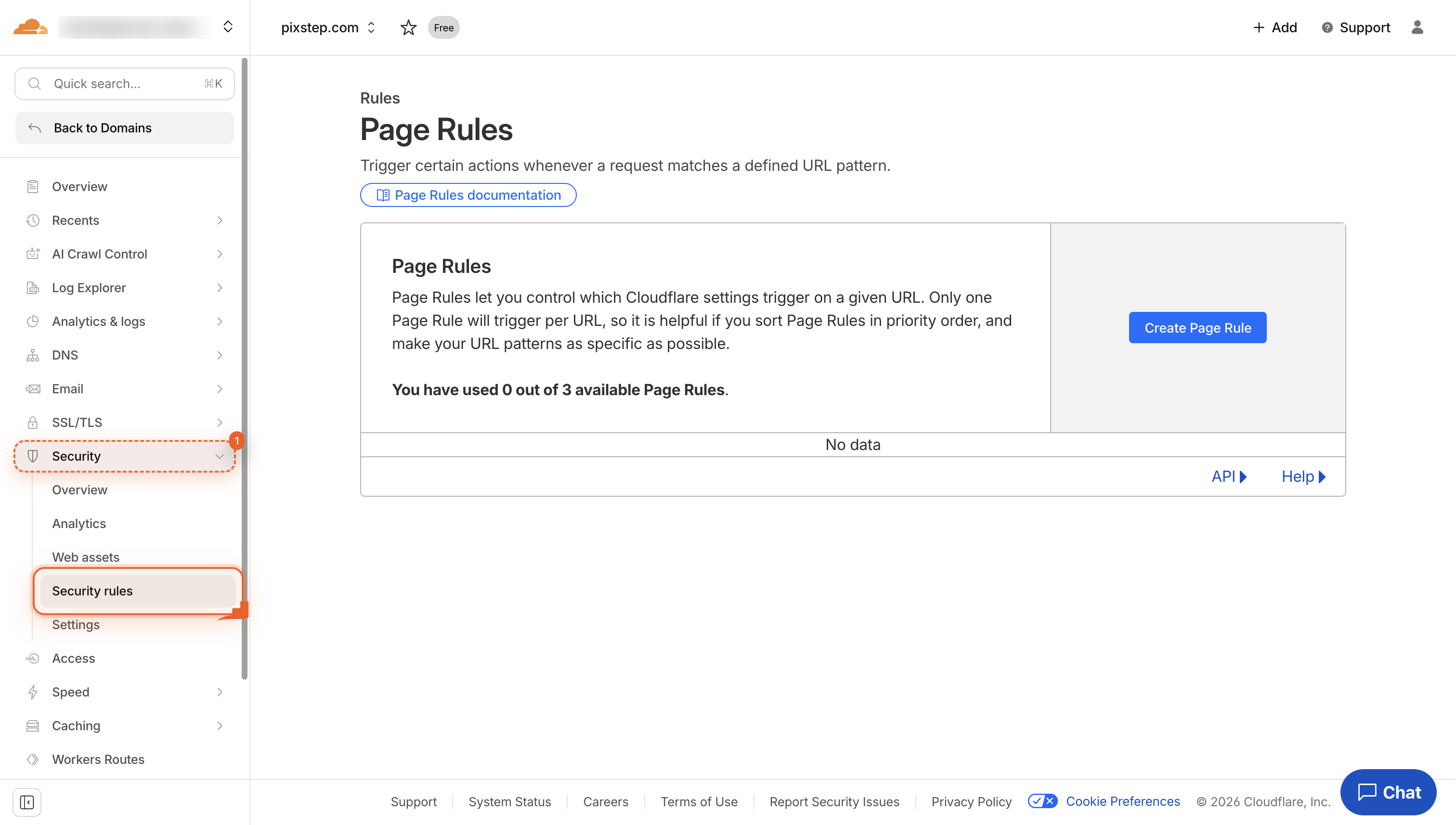 The left sidebar with the Security button highlighted.